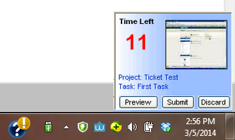Choose to submit, discard, or review a screen shot taken before being sent to the server.